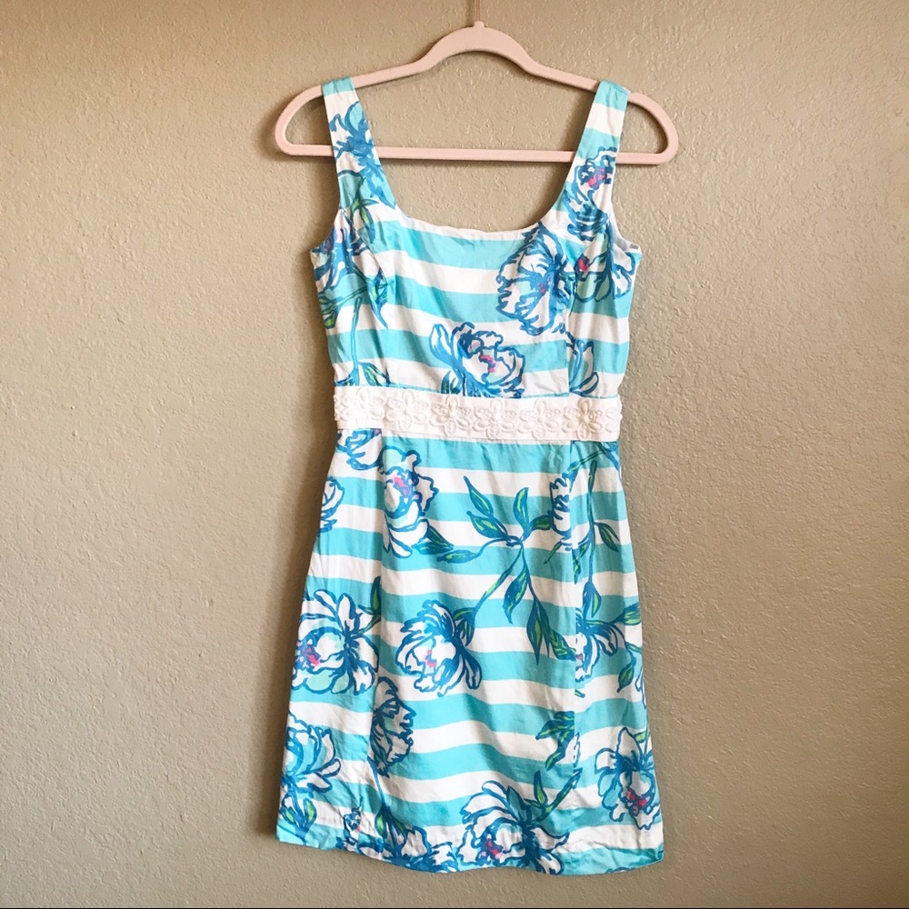 Lilly Pulitzer Blue and White Floral Mini Dress